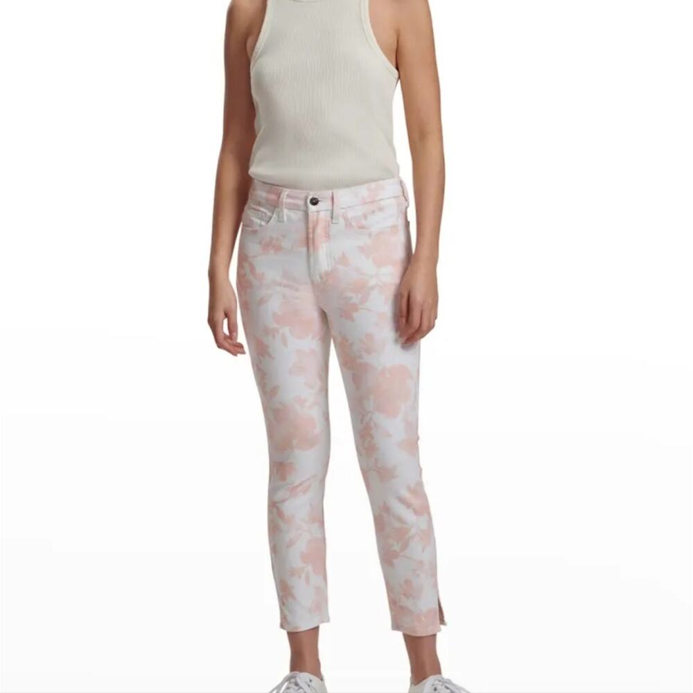 Jen7 7 For All Mankind Jeans 6 NWT Pink Ombre Floral Sculpting Split Hem Crop